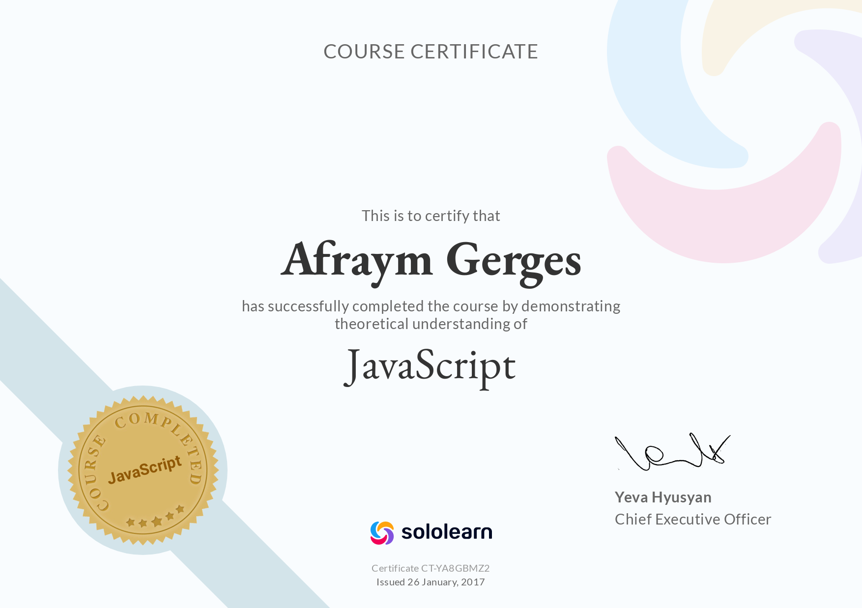 JavaScript certificate image