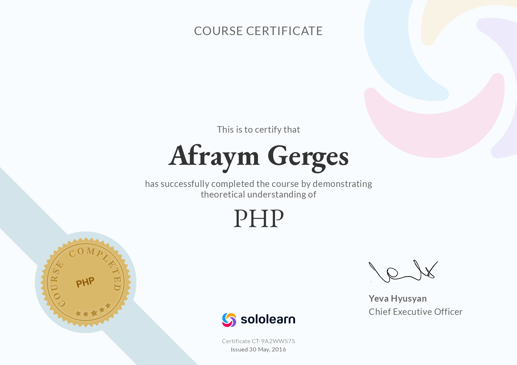 php certificate image